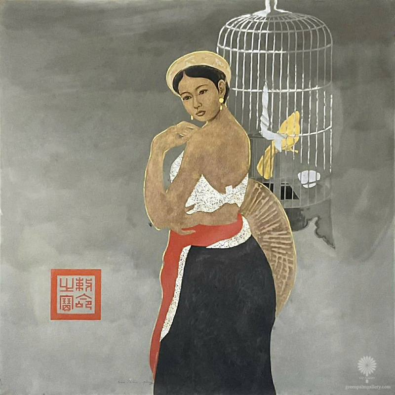 Girl with bird-cage