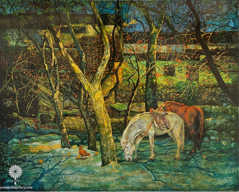 At the back of the garden