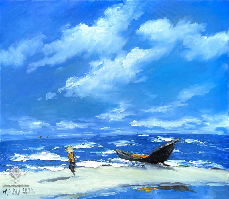 Vẻ đẹp đại dương trong tác phẩm Đại dương bình yên của họa sĩ Lê Thanh Sơn