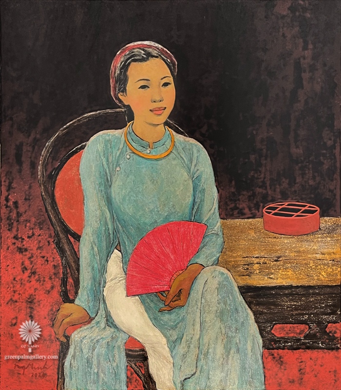 Girl with red fan