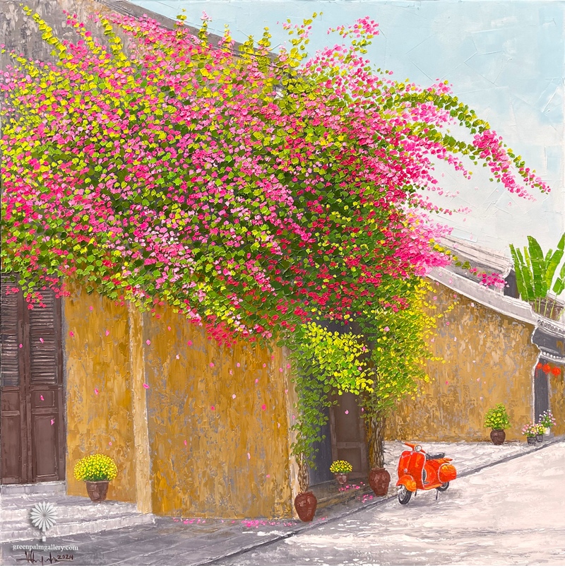 Tranh sơn dầu hoa khai thác vẻ đẹp tự nhiên qua màu sắc, ánh sáng và đường nét.